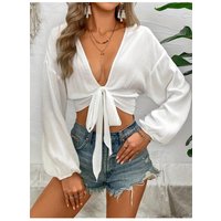 Damen Bindeband V-Ausschnitt Cropped Cover-Up