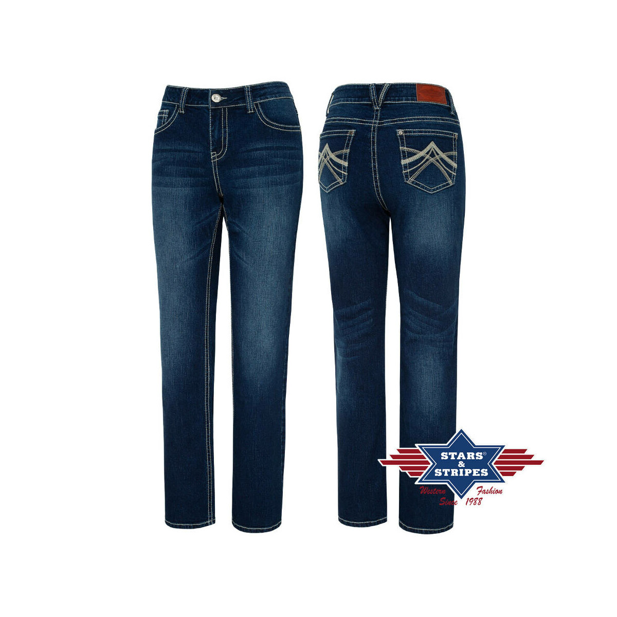 Damen Bootcut-Jeans, Jeanshose - Kimberley, Stars&Stripes von Stars & Stripes