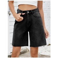 Damen Denim Shorts mit gewaschenem rohem Saum