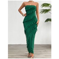 Damen Devine Rüschenschlitz-Rücken Tube Maxi Kleid Damen Devine Rüschenschlitz-Rücken Tube Maxi Kleid