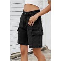 Damen High-Waist Denim-Shorts mit Cargo-Taschen