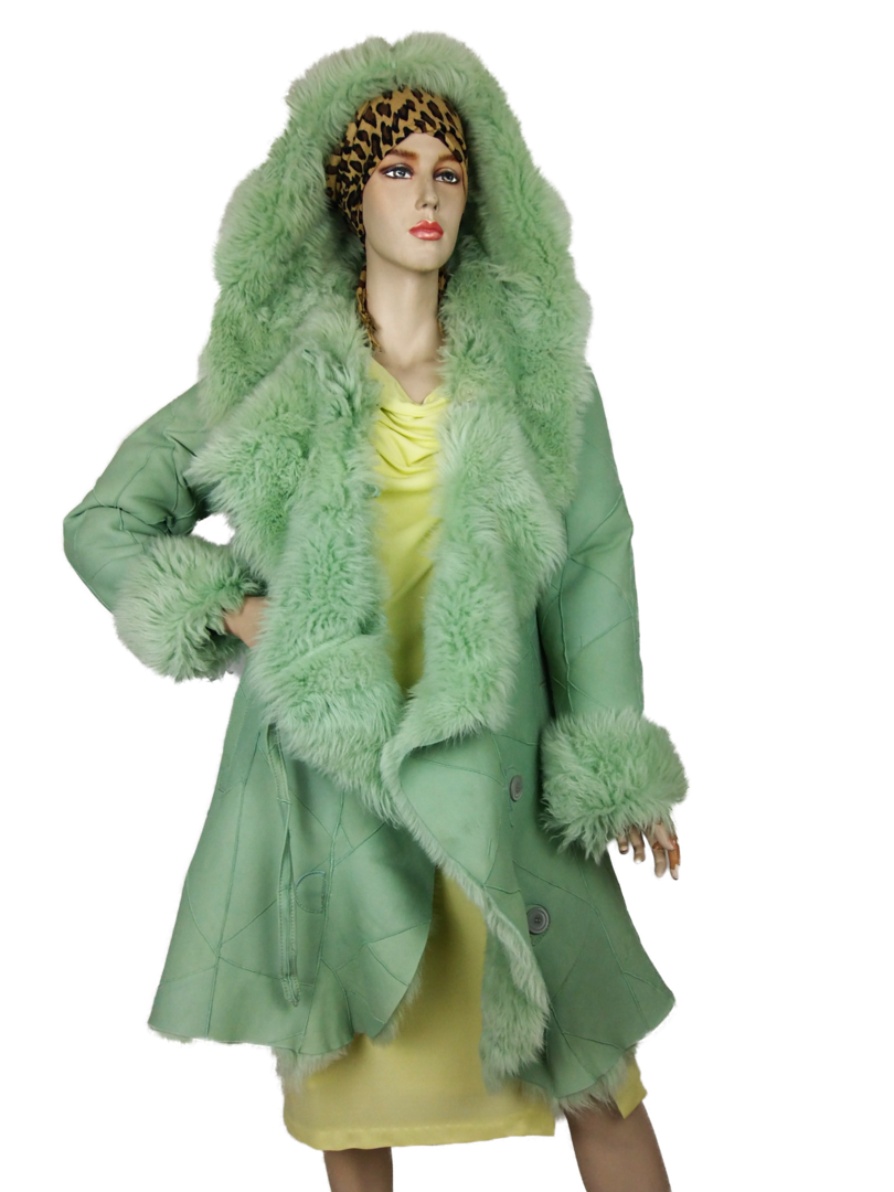 Damen Lammfelljacke, Toscanafell, Lindgrün 36