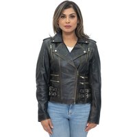 Damen Leder Vintage Brando Bikerjacke-Orlando