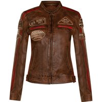 Damen-Lederjacke mit Biker-Rennabzeichen-Agadir