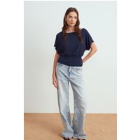 Damen Modal-Mix Cut-out Rundhalsbluse