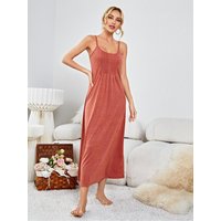 Damen Nachthemd mit Rundhalsausschnitt und Spaghetti-Trägern