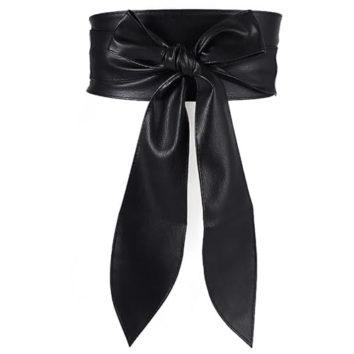 Damen Obi Gürtel,PU Leder Mode Wickelgürtel Breite Gürtel Retro Cinch Gürtel Weich Knoten Hüftgürtel Bindegürte Leder Korsett Cinchbund für Kleider Tägliche Party