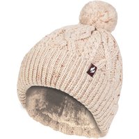 Damen Pom Pom Bommelmütze | Wärmehalter | Modische Chunky Warm Cable Knit Beanie mit Heatweaver Fleece Futter | Salzburg Style - Natural