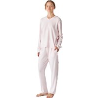 Damen-Pyjama aus weichem Strick mit V-Ausschnitt und langen Ärmeln JJB5