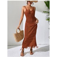 Damen Spitze Ausschnitt Strandkleid