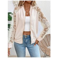 Damen Spitzen Baseballkragen Reißverschlussjacke