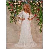 Damen Spitzen V-Ausschnitt Bodenlanges Kleid Damen Spitzen V-Ausschnitt Bodenlanges Kleid
