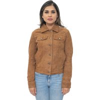 Damen-Trucker-Jeansjacke aus Ziegenwildleder-Astoria Damen-Trucker-Jeansjacke aus Ziegenwildleder-Astoria