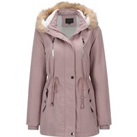 Damen Winterjacke mit Kunstpelz, lange Ärmel, mit Fleece-Innenfutter, Rosa