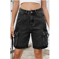 Damen gewaschenen Cargo-Denim-Shorts