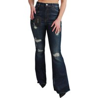 Dolce & Gabbana Damen Jeans aus blauer Denim-Baumwolle mit Stretch und Schlagchnitt Dolce & Gabbana Damen Jeans aus blauer Denim-Baumwolle mit Stretch und Schlagchnitt