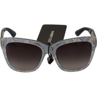 Dolce & Gabbana Damen Blaue Spitzen-Acetat Graue Linsen Logo Sonnenbrille