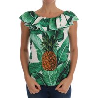 Dolce & Gabbana Damen Bluse mit Ananas-Banane und Pailletten