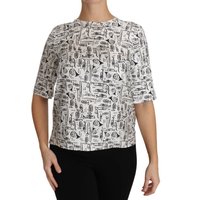 Dolce & Gabbana Damen Bluse mit weißem Musikinstrumente-Druck