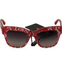 Dolce & Gabbana Damen rote Spitze Acetat Rechteck Schattierungen Sonnenbrille
