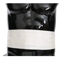Dolce & Gabbana White Men's Waist Belt 100% Silk Cummerbund (ceinture pour homme)