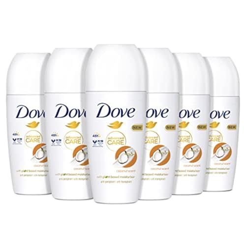 Dove, Deodorant Roll On Advanced Care Cocco, Antitranspirant, sanfte Formel mit dreifacher Feuchtigkeitsspendend, Schutz für bis zu 48 Stunden, Deodorant für Damen und Herren, 6 Stück à 50 ml von Dove