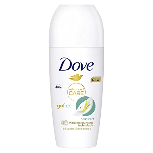 Dove Deodorant Roll On Advanced Care Birne und Aloe, Antitranspirant, sanfte Formel mit dreifacher Feuchtigkeitsspendend, Schutz für bis zu 48 Stunden, Deodorant für Herren und Damen, 50 ml von Dove