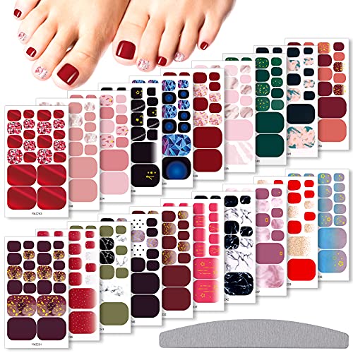 EBANKU 20 Blatt Selbstklebend Fußnagel Sticker Fußnagel Vollabdeckung Zehennagellack Aufkleber Nagelsticker Kunst Sticker Nail art Tattoos Nagel Abziehbilder mit 1 Stücke Nagelfeilen von EBANKU