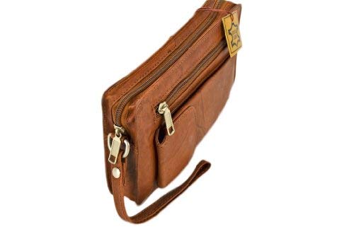 ECHT LEDER HANDGELENKTASCHE HERRENTASCHE LEDERTASCHE BRAUN