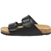 EVER AU Damen Mallard Leder Zwillingsschnallen-Sandalen - Schwarzes Leder