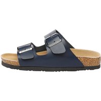 EVER AU Frauen Mallard Leder Zwillingsschnalle Sandalen - Navy Leder