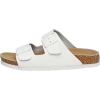 EVER AU Frauen Mallard Leder Zwillingsschnalle Sandalen - Weißes Leder