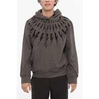Easy Fit-Kapuzenpullover mit ThunderBolt-Print in Grau