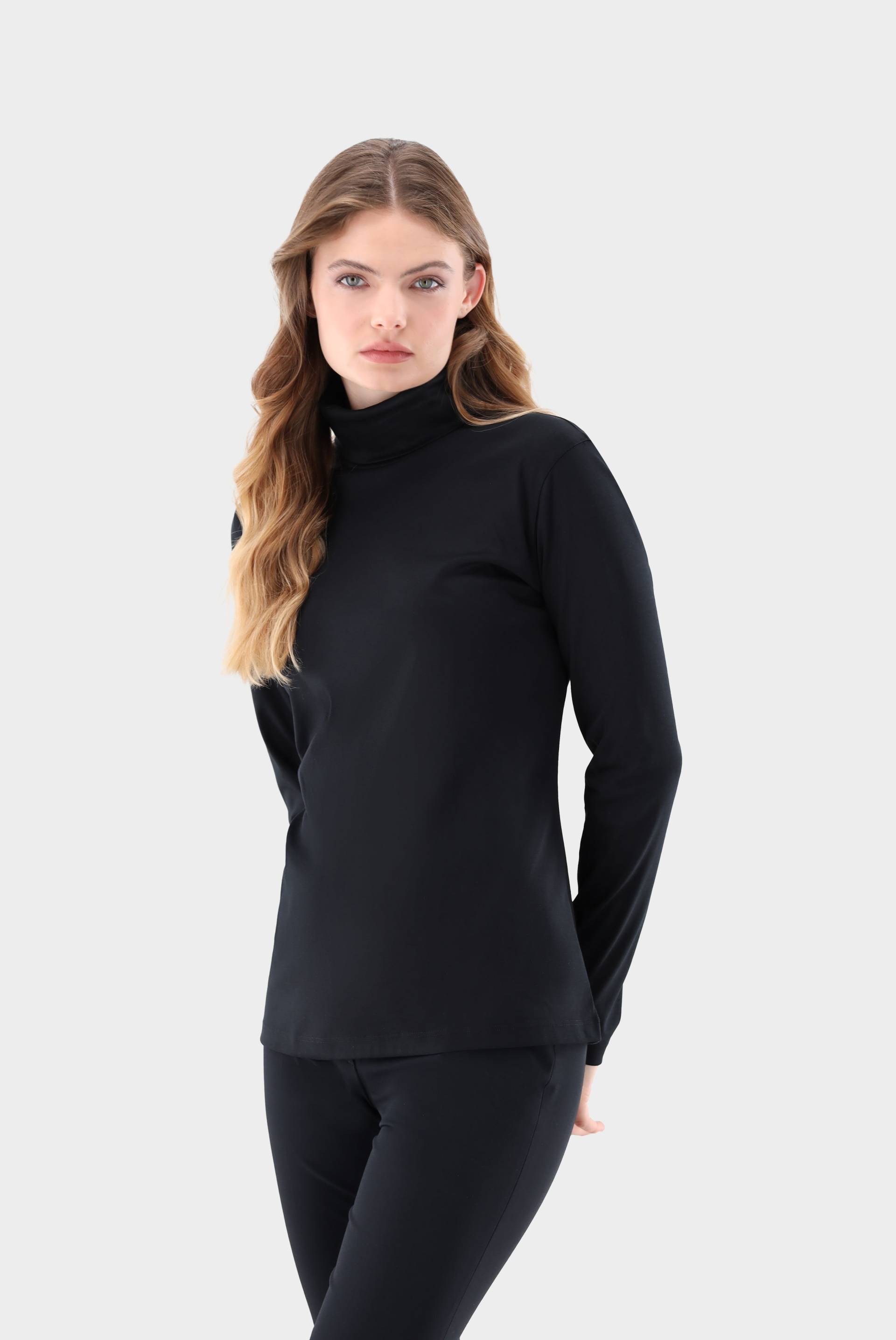 Jersey Rollkragenpullover Schwarz von van Laack