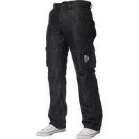 Enzo | Herren Cargo Combat Jeans - Schwarz gewaschen