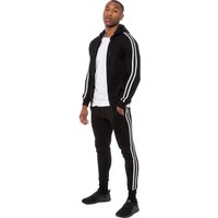 Enzo | Herren Zip Up Tape Hoodie Trainingsanzug Set - Schwarz