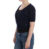 Ermanno Scervino Damen Unterwäsche Strick Pullover Cardigan aus blauer Wolle