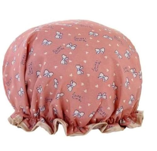 Finnacle - 1 Stücke Duschkappen - Duschkappe - rosa Bogen - Pastellrosa - wasserdicht - Badekappe - Doppelweich - Haarabdeckung - Haarabdeckung - Frauen Duschkollektion - Badezimmerzubehör von Finnacle