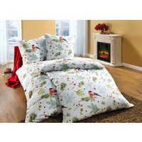 Flanell Bettwäsche-Garnitur mit Reissverschluss, Hellblau, Grösse 115 (80/80 cm + 155/220 cm), Dompfaff