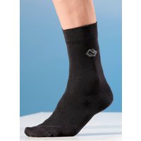 Fünferpack Socken, Schaft und Bund extra weit, mit Wolle, 3x schwarz, 2x anthrazit, Grösse 1