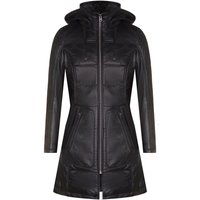 Gesteppter Parka-Mantel aus Leder mit Kapuze für Damen-Olney