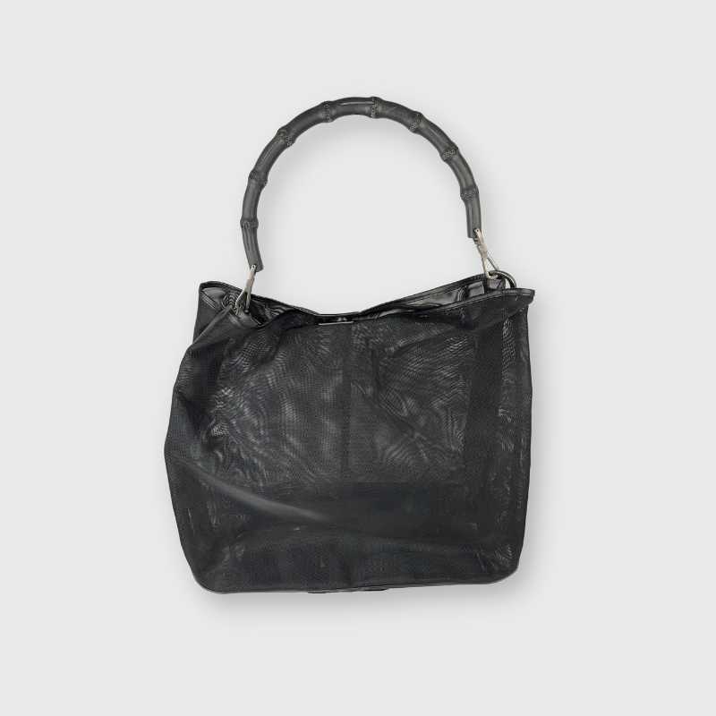 Gucci Bamboo Shopper Netz Schwarz