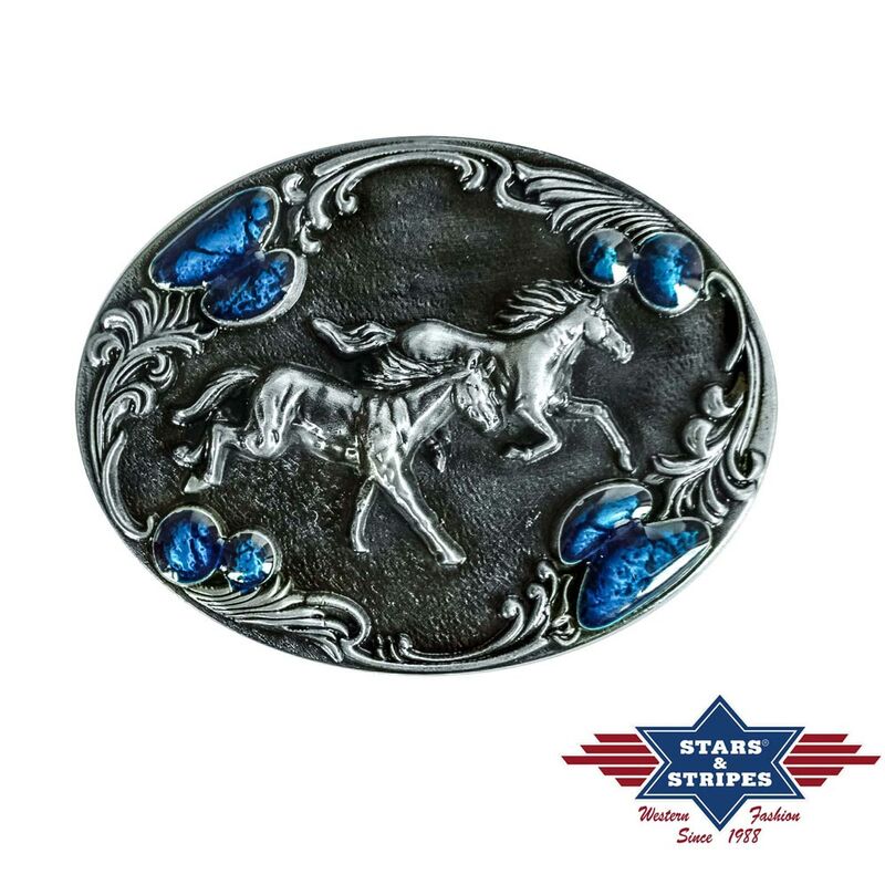 Gürtelschnalle, Buckle Motiv 2 Pferde von Stars & Stripes