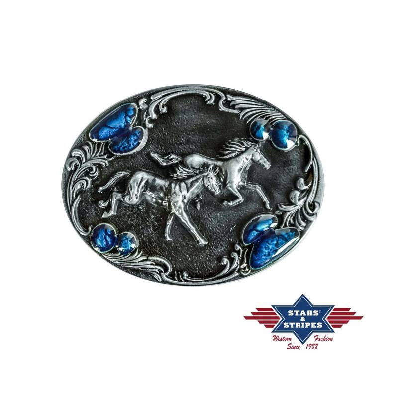 Gürtelschnalle, Buckle Motiv 2 Pferde von Stars & Stripes