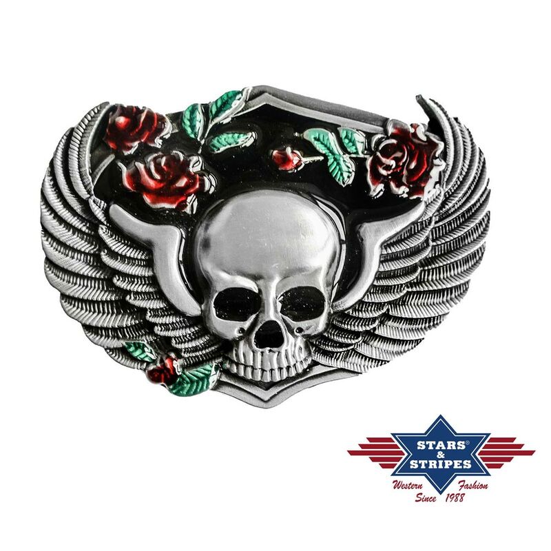 Gürtelschnalle, Buckle Motiv Skull Flügel von Stars & Stripes