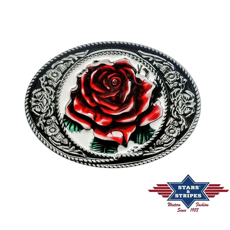 Gürtelschnalle, Buckle mit Motiv Rose von Stars & Stripes