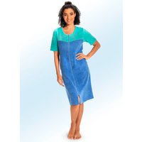 Hauskleid mit Schmucksteinzier, Hellblau-mint, Grösse 54