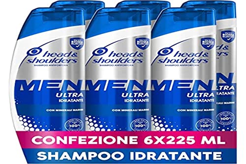 Head & Shoulders Men Ultra Anti-Schuppen-Shampoo, feuchtigkeitsspendend, für Herren, 225 ml, Praktische Größe X6 Packungen, für fettiges Haar, Schuppenschutz von Head & Shoulders