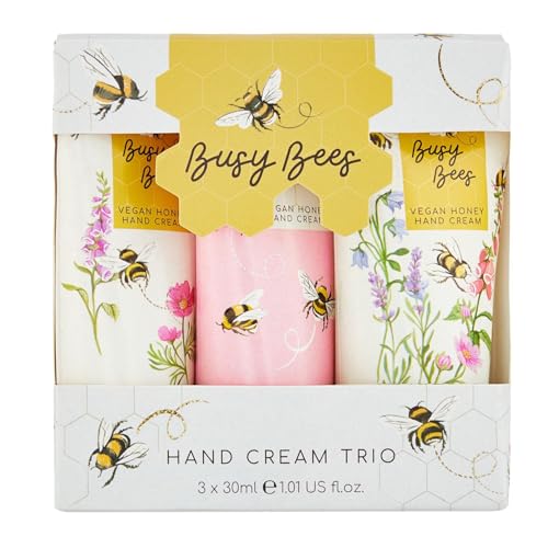Heathcote & Ivory Busy Bees Handcreme Trio | Vegane Handcreme | Normaler Hauttyp | Handcreme Geschenkset für Frauen | Reise-Handcreme-Set | 3x 30ml von Heathcote & Ivory