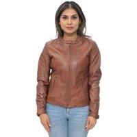 Hellbraune Damen-Bikerjacke aus Leder – Prag